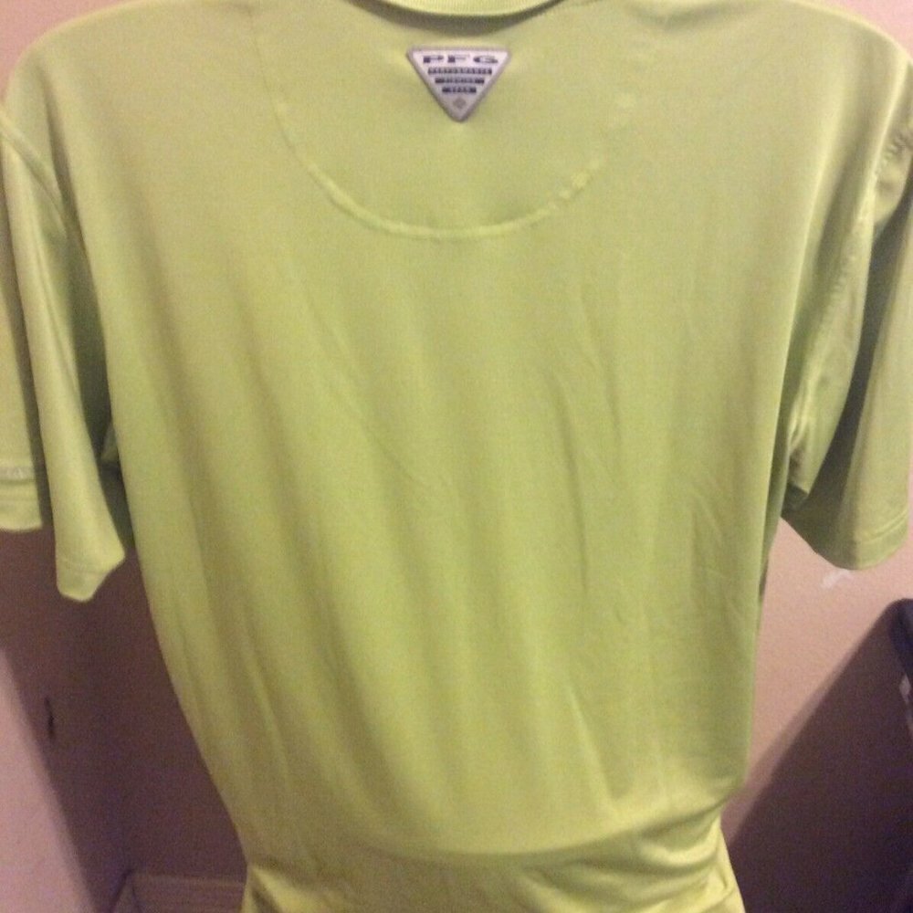 COLUMBIA PFG OMNI-SHADE SHORT SLEEVE GREEN FISHING POLO SHIRT MENS SIZE LARGE L - Picture 7 of 11